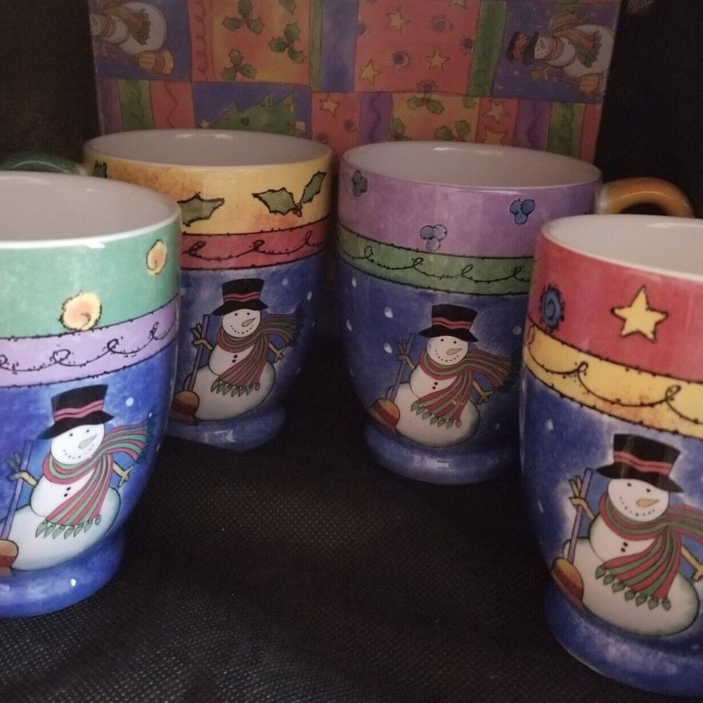 Sango Sweet Shop Christmas Mugs set of 4 by Sue Zipkin